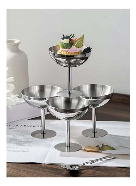 4-Piece Dessert or Ice Cream Cup Set with High-Quality, Rust-Resistant Materials and a Modern Design